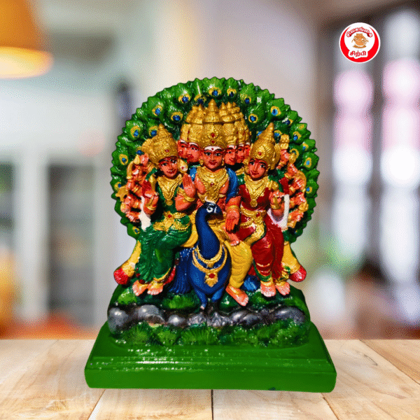 Lord Murugan Arupadai Veedu Statue with Valli and Deivanai